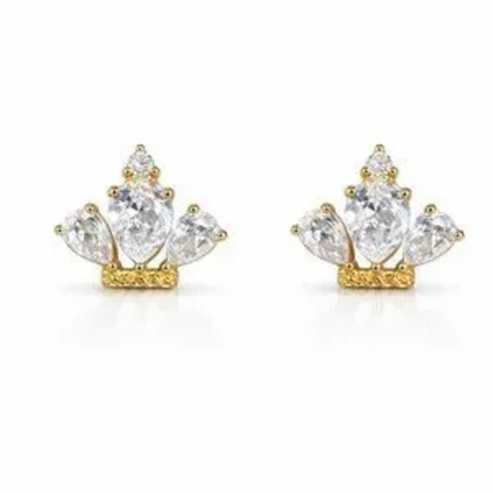 Elegant Gold Earrings With Zirconia